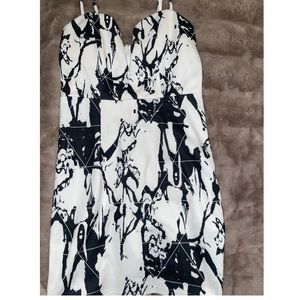 ANGL body con mini black and white dress